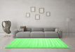 Machine Washable Abstract Emerald Green Contemporary Area Rugs in a Living Room,, wshcon1131emgrn