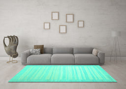 Machine Washable Abstract Turquoise Contemporary Area Rugs in a Living Room,, wshcon1131turq