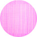 Round Machine Washable Abstract Pink Contemporary Rug, wshcon1131pnk