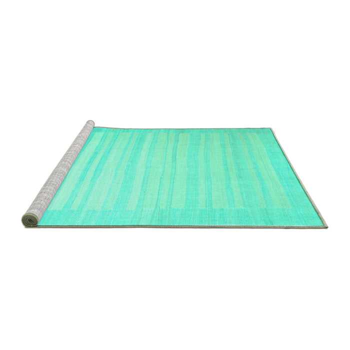 Sideview of Machine Washable Abstract Turquoise Contemporary Area Rugs, wshcon1131turq