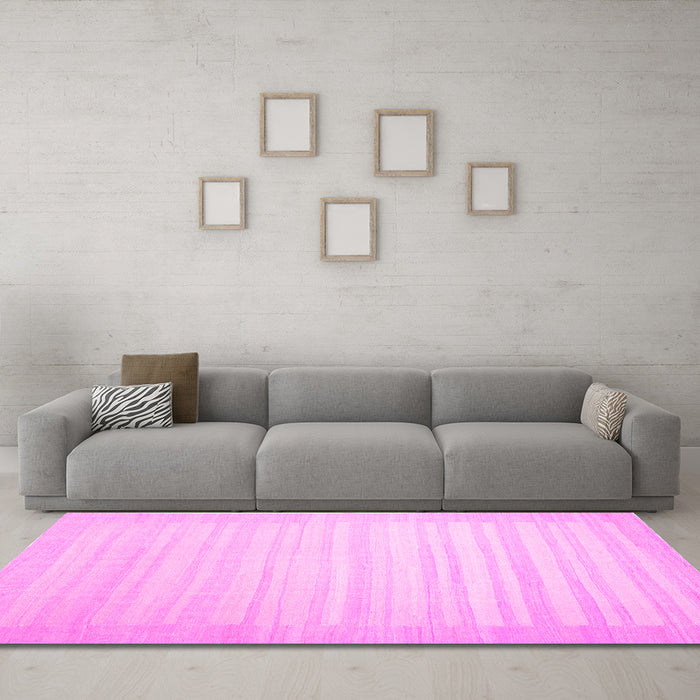 Machine Washable Abstract Pink Contemporary Rug in a Living Room, wshcon1131pnk