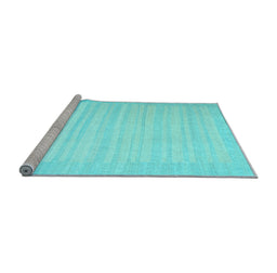 Sideview of Machine Washable Abstract Light Blue Contemporary Rug, wshcon1131lblu