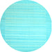 Round Abstract Light Blue Contemporary Rug, con1131lblu