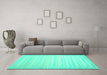 Machine Washable Abstract Turquoise Contemporary Area Rugs in a Living Room,, wshcon1132turq