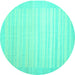 Round Machine Washable Abstract Turquoise Contemporary Area Rugs, wshcon1132turq