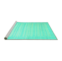 Sideview of Machine Washable Abstract Turquoise Contemporary Area Rugs, wshcon1132turq