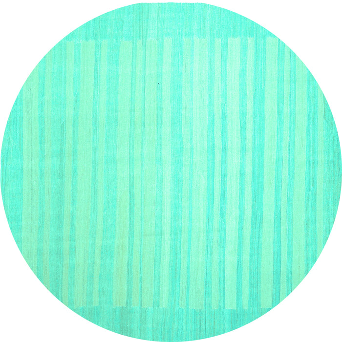 Round Abstract Turquoise Contemporary Rug, con1132turq
