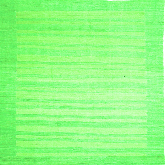 Round Machine Washable Abstract Green Contemporary Area Rugs, wshcon1132grn