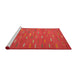 Serging Thickness of Machine Washable Contemporary Fire Red Rug, wshcon1133