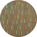 Round Oriental Turquoise Traditional Rug, con1133turq