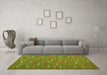 Machine Washable Oriental Green Traditional Area Rugs in a Living Room,, wshcon1133grn