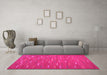 Machine Washable Oriental Pink Traditional Rug in a Living Room, wshcon1133pnk