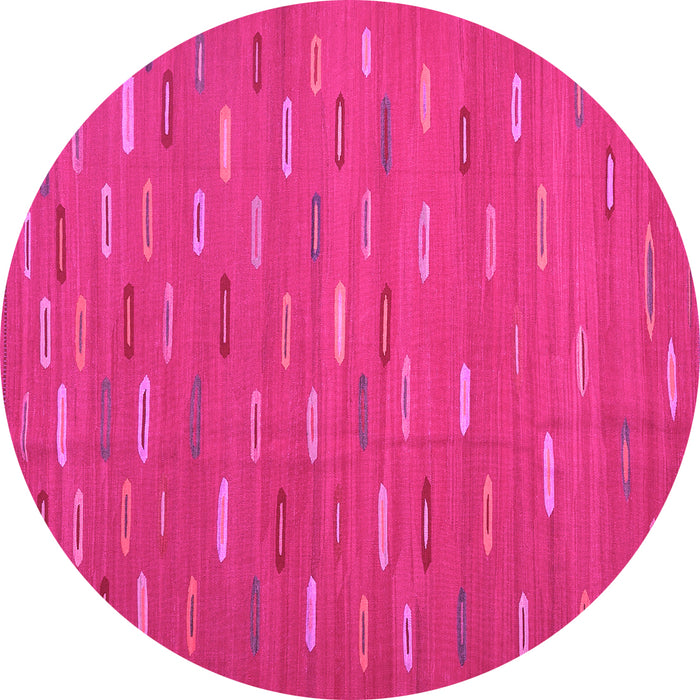 Round Machine Washable Oriental Pink Traditional Rug, wshcon1133pnk