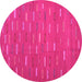 Round Machine Washable Oriental Pink Traditional Rug, wshcon1133pnk