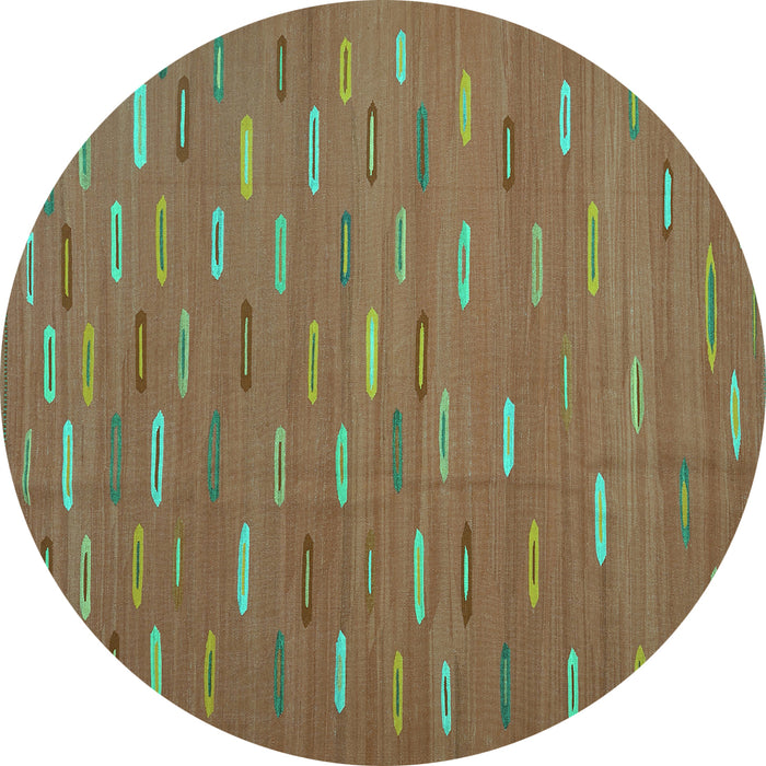 Round Machine Washable Oriental Turquoise Traditional Area Rugs, wshcon1133turq