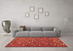 Machine Washable Abstract Brown Contemporary Rug in a Living Room,, wshcon1134brn