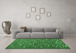 Machine Washable Abstract Emerald Green Contemporary Area Rugs in a Living Room,, wshcon1134emgrn