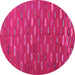 Round Abstract Pink Contemporary Rug, con1134pnk