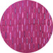 Round Machine Washable Abstract Purple Contemporary Area Rugs, wshcon1134pur