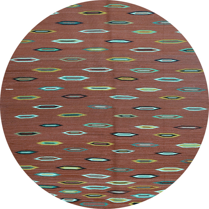 Round Abstract Light Blue Contemporary Rug, con1134lblu