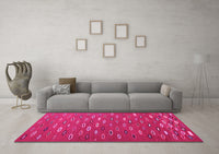 Machine Washable Abstract Pink Contemporary Rug, wshcon1134pnk