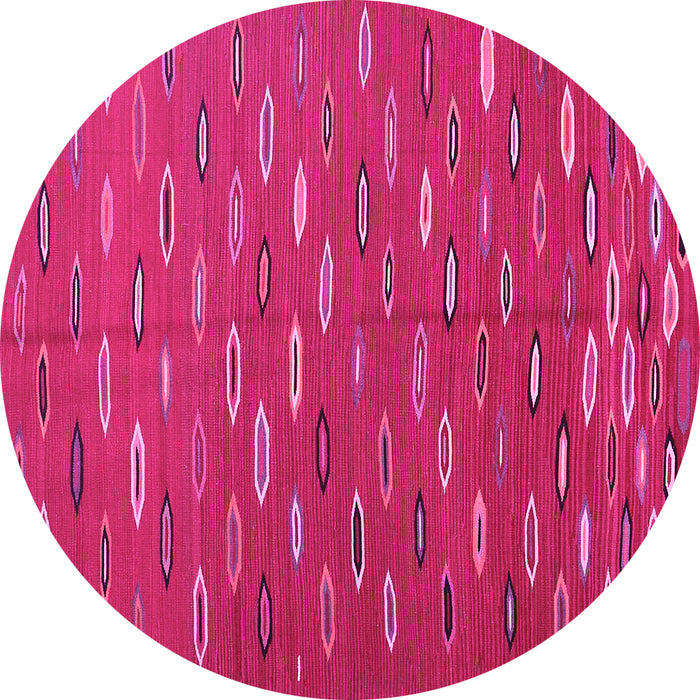 Round Machine Washable Abstract Pink Contemporary Rug, wshcon1134pnk