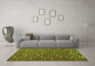 Machine Washable Abstract Green Contemporary Area Rugs in a Living Room,, wshcon1134grn