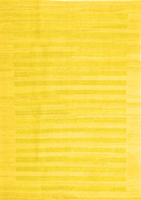 Abstract Yellow Contemporary Rug, con1135yw