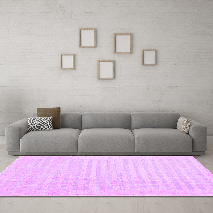 Machine Washable Abstract Purple Contemporary Area Rugs in a Living Room, wshcon1135pur