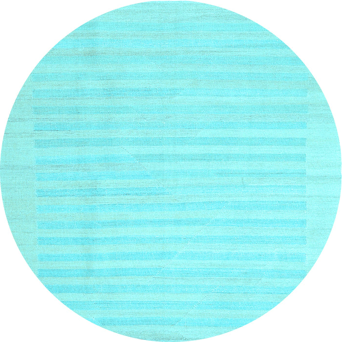 Round Abstract Light Blue Contemporary Rug, con1135lblu