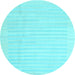 Round Abstract Light Blue Contemporary Rug, con1135lblu