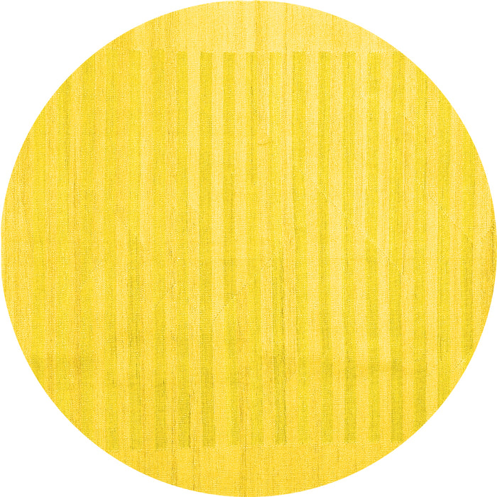 Round Machine Washable Abstract Yellow Contemporary Rug, wshcon1135yw