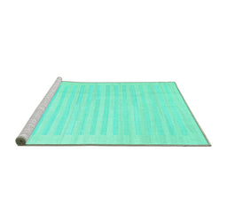 Sideview of Machine Washable Abstract Turquoise Contemporary Area Rugs, wshcon1135turq