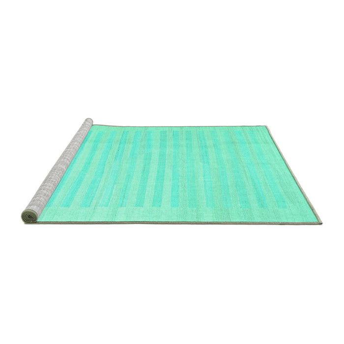 Sideview of Machine Washable Abstract Turquoise Contemporary Area Rugs, wshcon1135turq