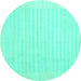 Round Machine Washable Abstract Turquoise Contemporary Area Rugs, wshcon1135turq