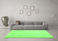 Machine Washable Abstract Green Contemporary Rug, wshcon1135grn