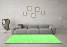 Machine Washable Abstract Green Contemporary Area Rugs in a Living Room,, wshcon1135grn