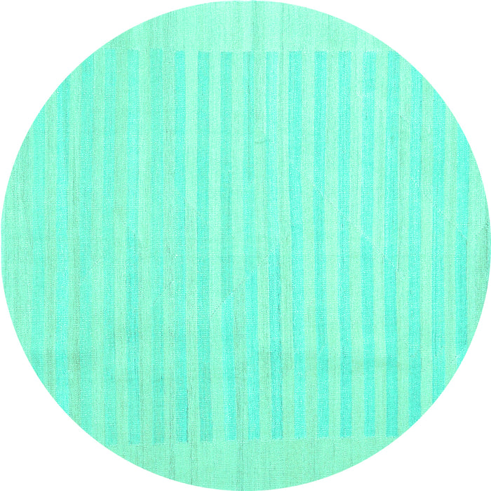 Round Abstract Turquoise Contemporary Rug, con1135turq