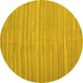 Round Abstract Yellow Contemporary Rug, con1136yw