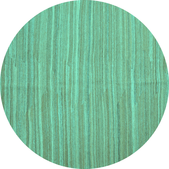Round Machine Washable Abstract Turquoise Contemporary Area Rugs, wshcon1136turq