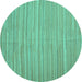 Round Machine Washable Abstract Turquoise Contemporary Area Rugs, wshcon1136turq