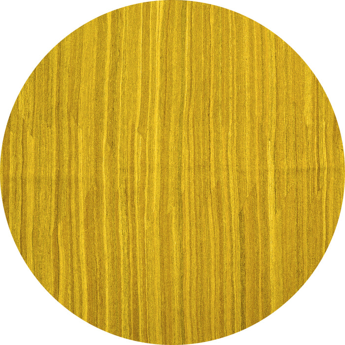 Round Machine Washable Abstract Yellow Contemporary Rug, wshcon1136yw
