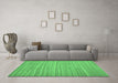 Machine Washable Abstract Emerald Green Contemporary Area Rugs in a Living Room,, wshcon1136emgrn