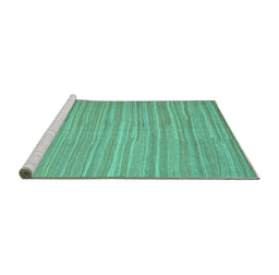 Sideview of Machine Washable Abstract Turquoise Contemporary Area Rugs, wshcon1136turq