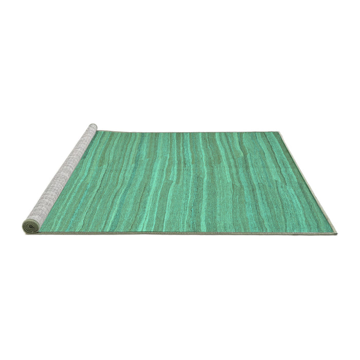 Sideview of Machine Washable Abstract Turquoise Contemporary Area Rugs, wshcon1136turq