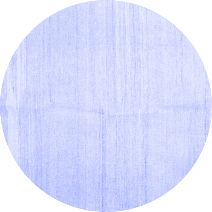 Round Machine Washable Solid Blue Modern Rug, wshcon1137blu