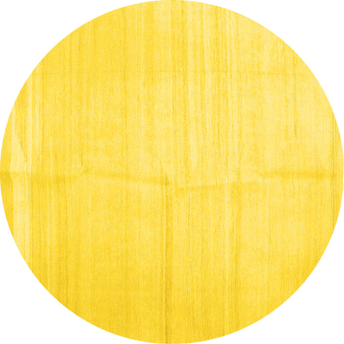Round Machine Washable Solid Yellow Modern Rug, wshcon1137yw