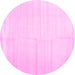 Round Machine Washable Solid Pink Modern Rug, wshcon1137pnk