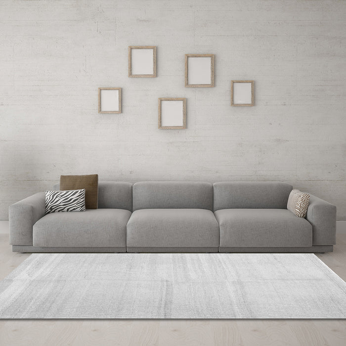 Machine Washable Solid Gray Modern Rug in a Living Room,, wshcon1137gry