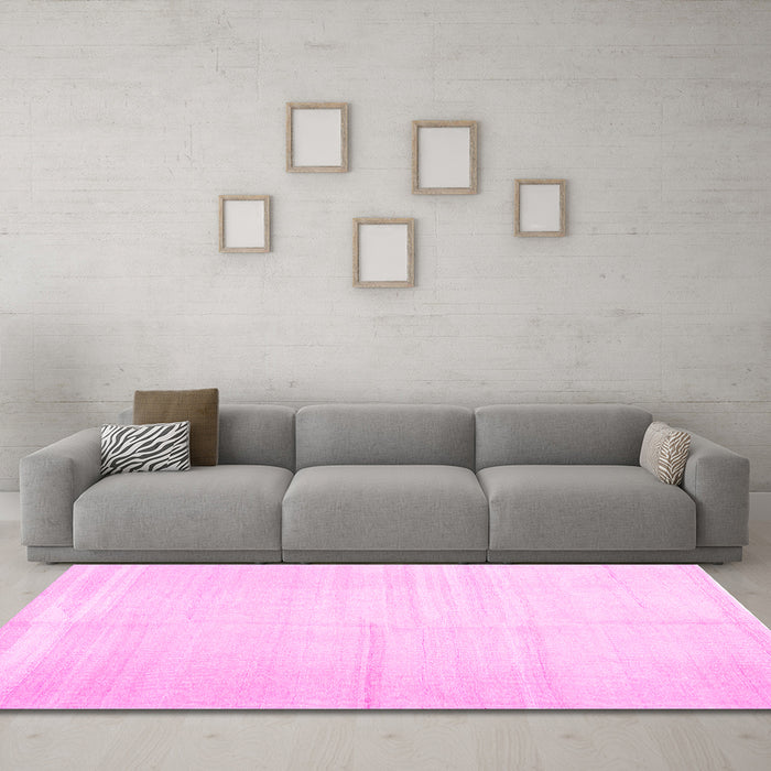 Machine Washable Solid Pink Modern Rug in a Living Room, wshcon1137pnk